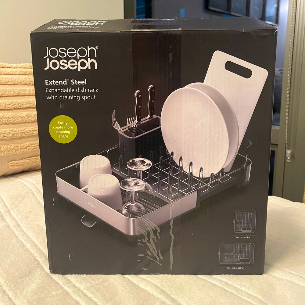 (LIKE NEW) Joseph Joseph Extend Steel Expandable Dish Rack with Draining Spout